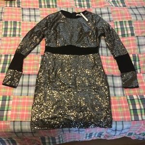 Black sequin and mesh dress